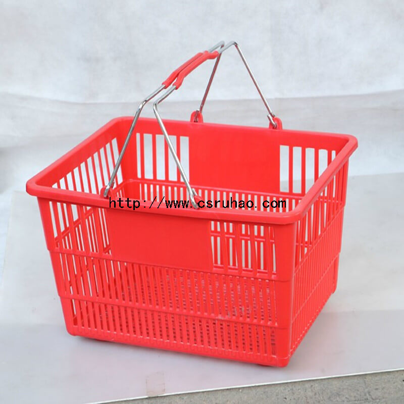 425*310*235mm 22L RH-BPH22-3 Plastic Shopping Basket with Metal handles