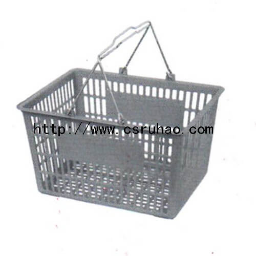 RH-BPH20-H-T 400*290*210mm 20L Metal Handle Plastic Shopping Basket with Hollow Base