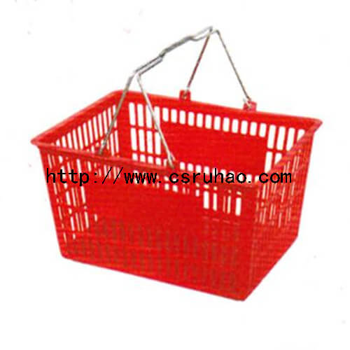 RH-BPH20-T 400*290*210mm 20L Plastic Shopping Basket with Two Metal Handles
