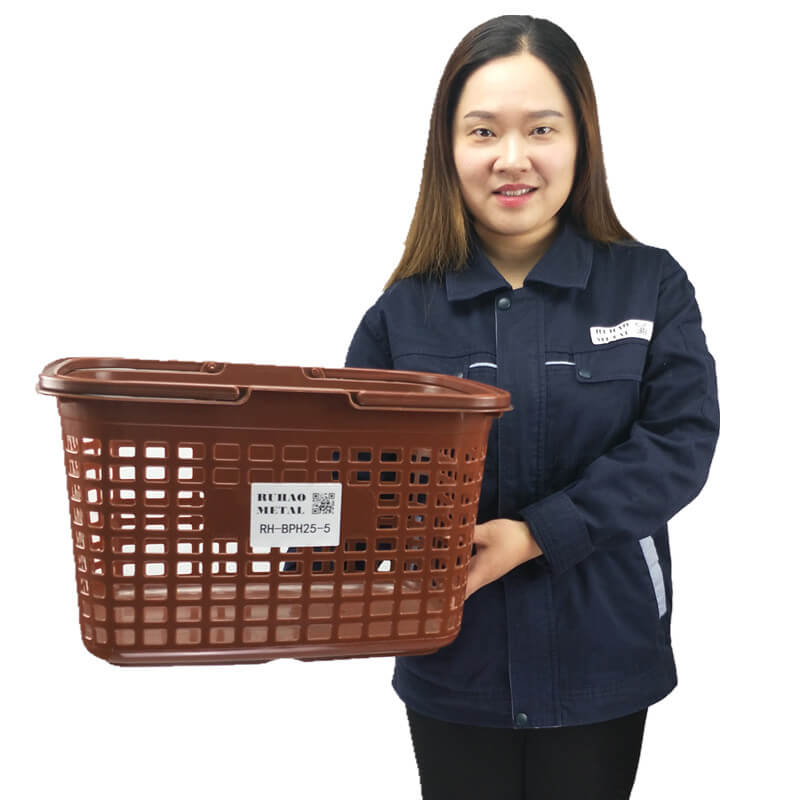 RH-BPH25-5 25L Double Handle Plastic Carry Shopping Basket Supermarket Plastic Shopping Basket