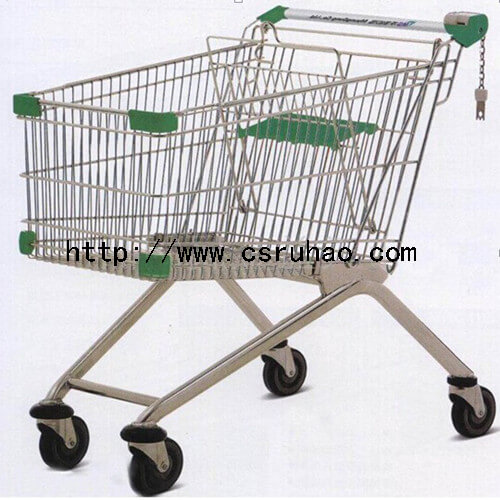 RH-SE180 180L 5''PU Wheel Unfolding Grocery Cart for European Shopping Trolley