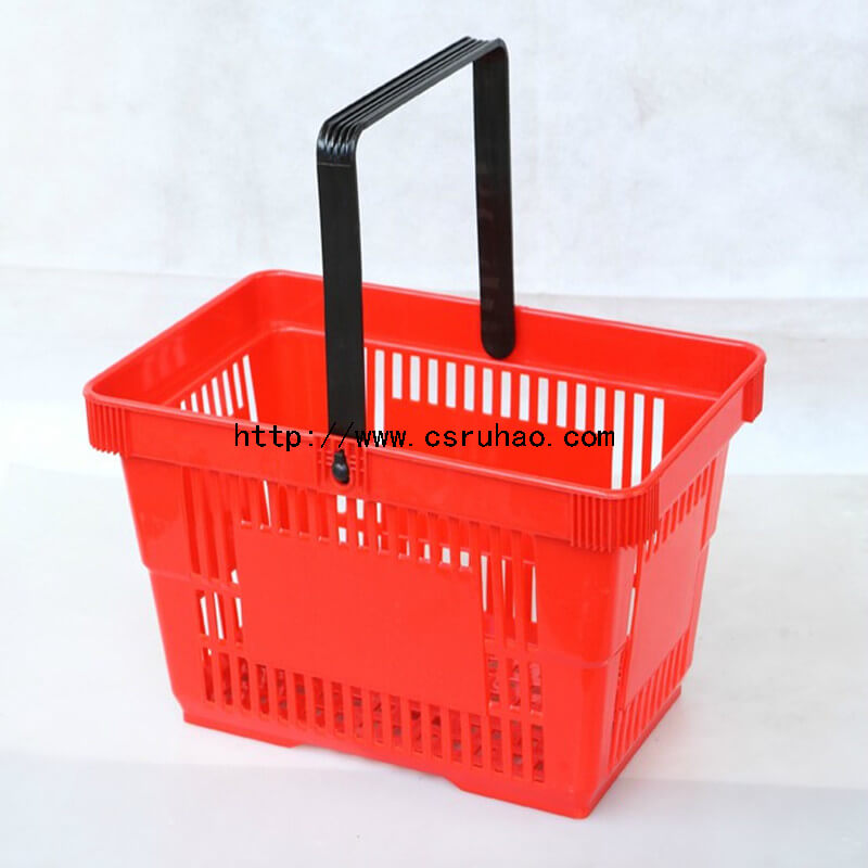 445*290*245mm 22L RH-BPH22-2 Plastic Shopping Basket with Single Black handle for Sale